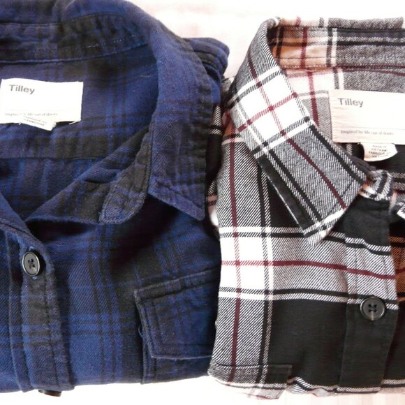 Two Ladies Large Tilley plaid Shirts - Picture 1 of 13